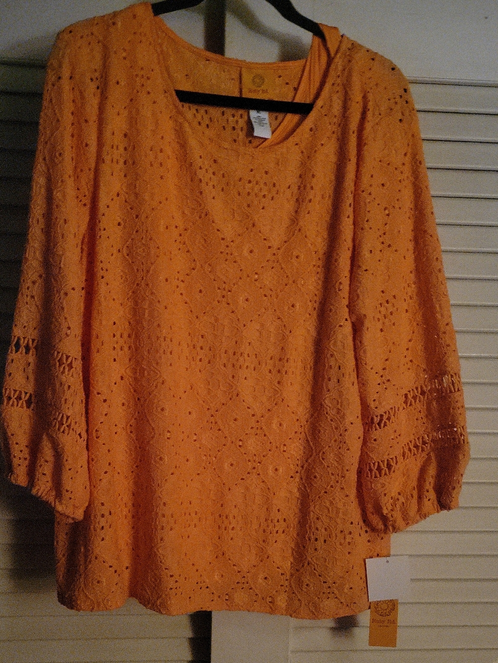Ruby Rd. Orange Eyelet Lace Peasant Blouse